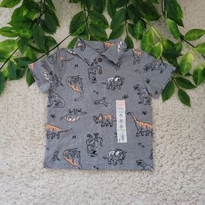 Baby Boy Grey Dinosaur Polo (9-12 Months)